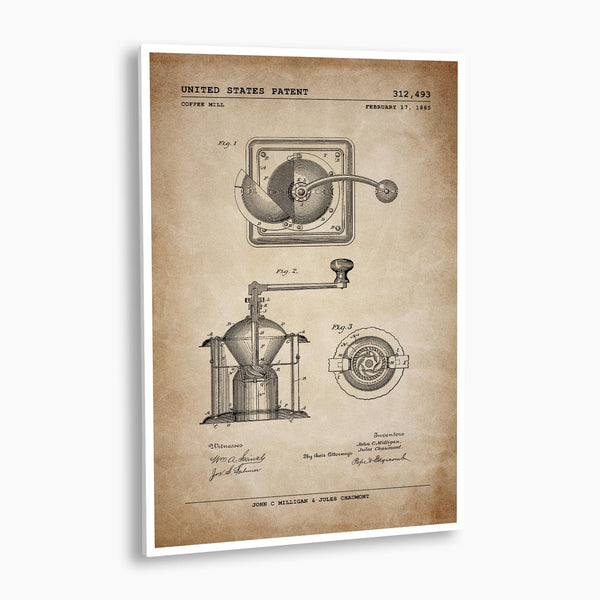 Coffee Mill Patent Poster; Patent Artwork