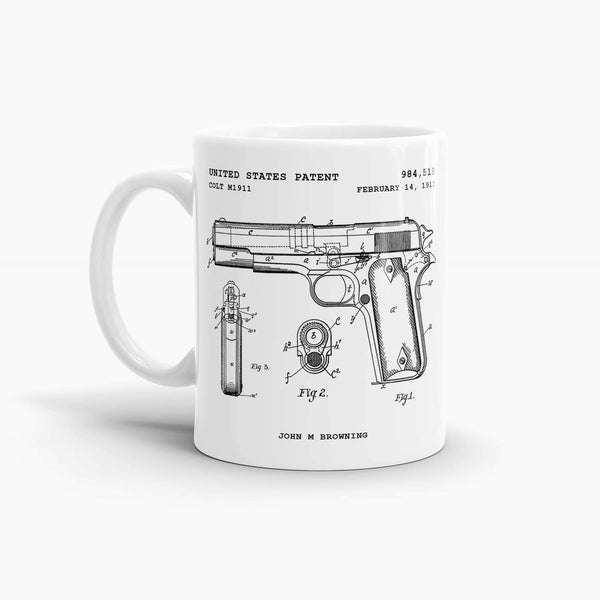 Colt M1911 Coffee Mug; Premium Patent Mugs