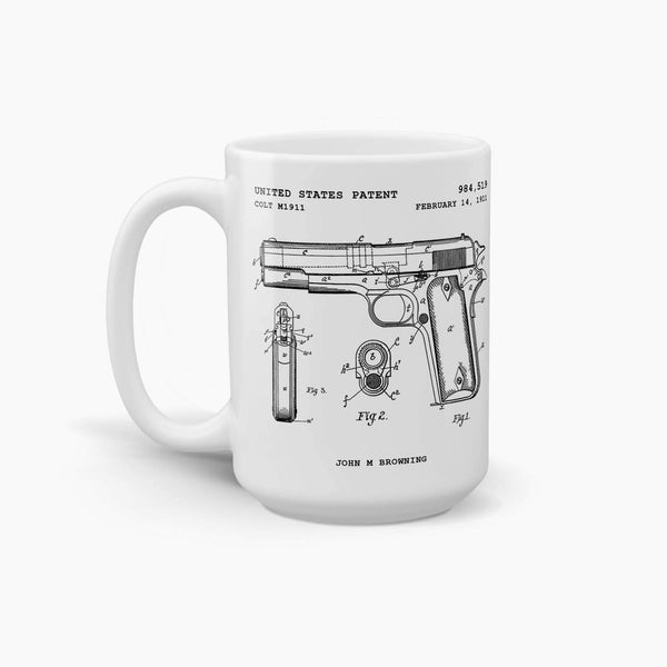 Colt M1911 Coffee Mug; Premium Patent Mugs