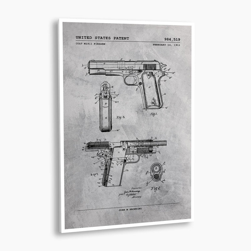 Colt M1911 Patent Poster; Patent Artwork