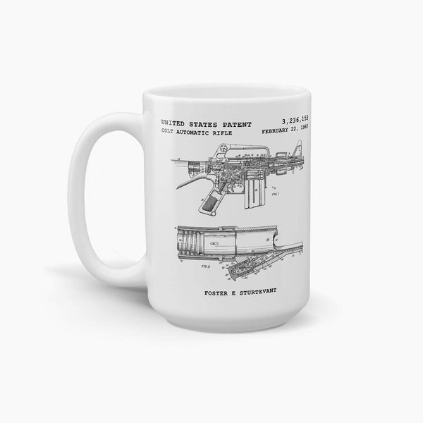 Colt AR-15 Automatic Rifle Patent Coffee Mug; Military Drinkware