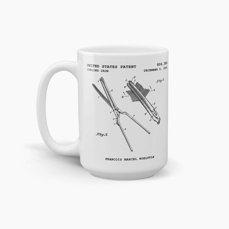Curling Iron Patent Coffee Mug; Patent Drinkware