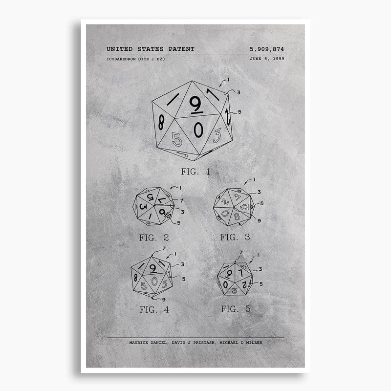 D20 Dice Patent Poster; Patent Artwork
