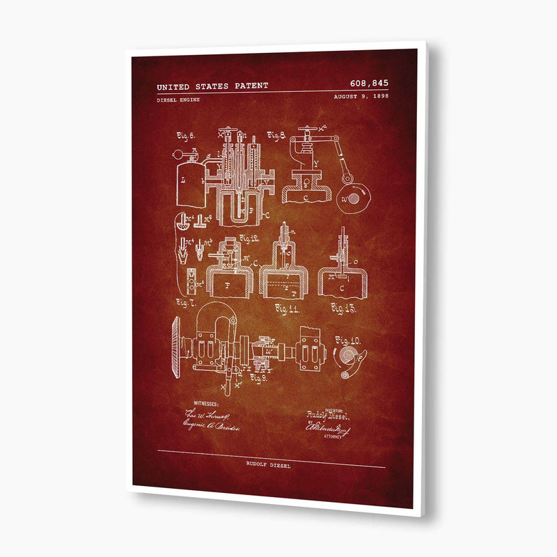 Diesel Engine Patent Poster; Patent Artwork