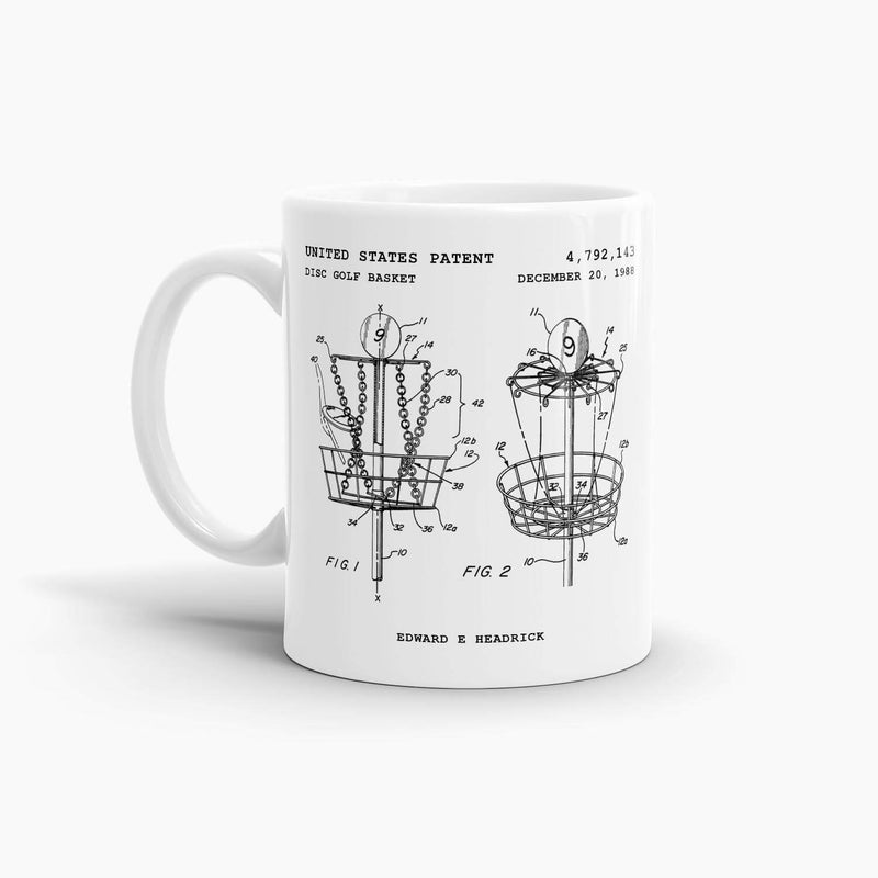 Disc Golf Basket Patent Coffee Mug; Patent Drinkware
