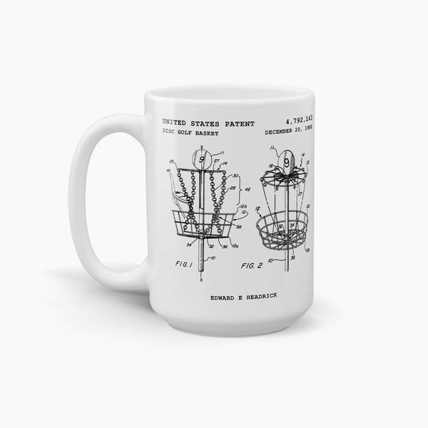 Disc Golf Basket Patent Coffee Mug; Patent Drinkware