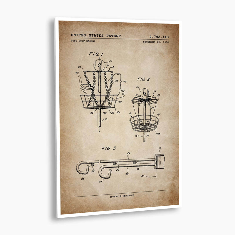 Disc Golf Basket Patent Poster; Patent Artwork