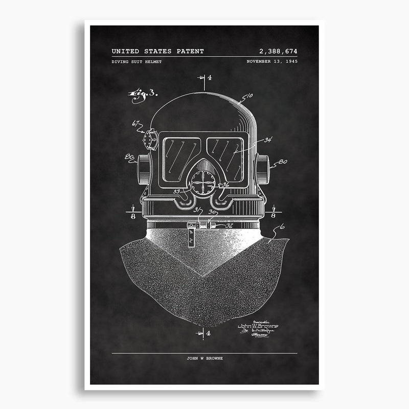 Diving Helmet Patent Poster; Patent Artwork