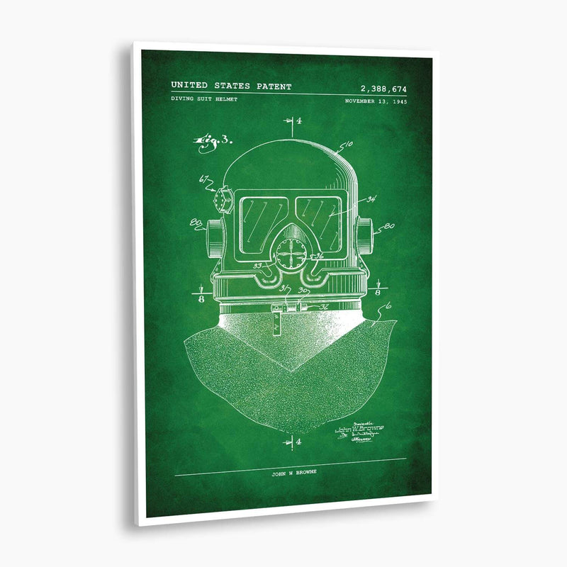 Diving Helmet Patent Poster; Patent Artwork