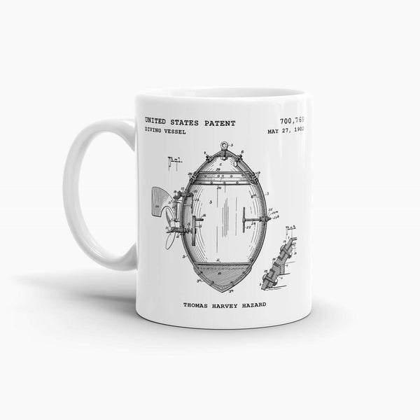 Diving Vessel Patent Coffee Mug; Nautical Mugs