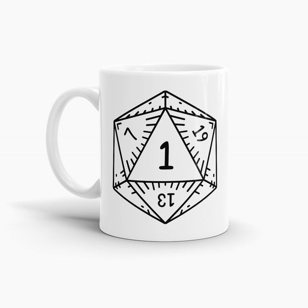 Dungeons and Dragons D20 Dice Natural 1 Coffee Mug