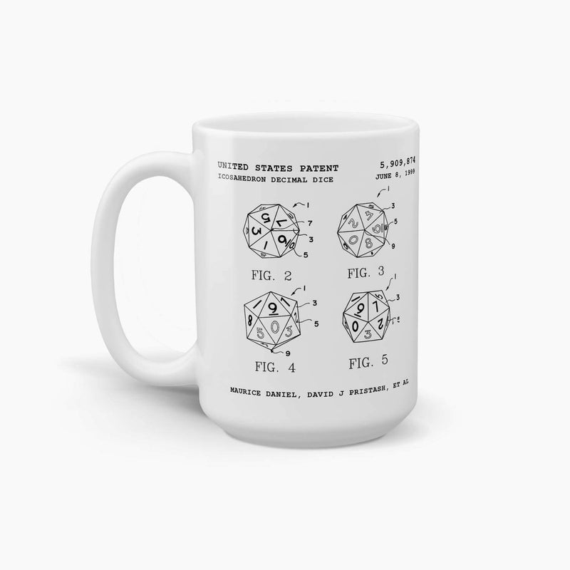 Dungeons and Dragons D20 Dice Coffee Mug; Premium Patent Mugs