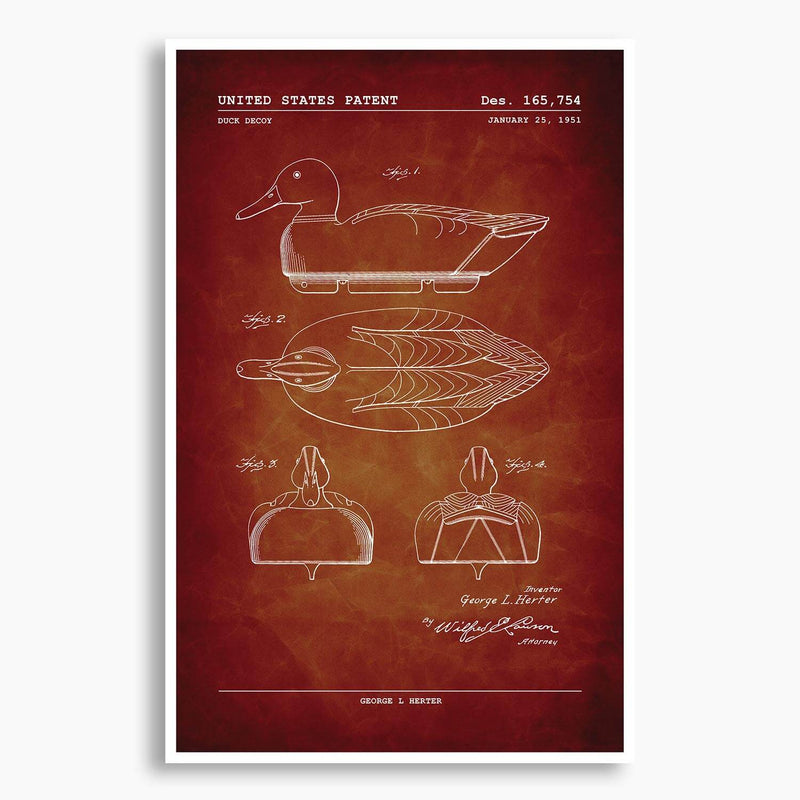 Duck Decoy Patent Poster; Patent Artwork