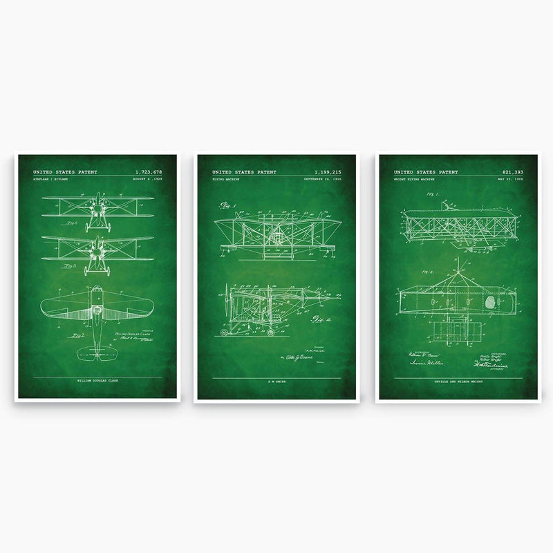 Early Aircraft Patent Poster Collection; Patent Artwork