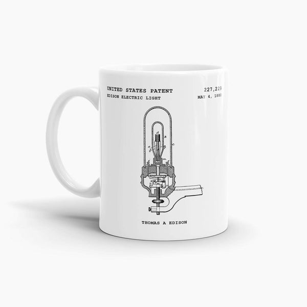 Edison Light Bulb Patent Coffee Mug; Patent Drinkware