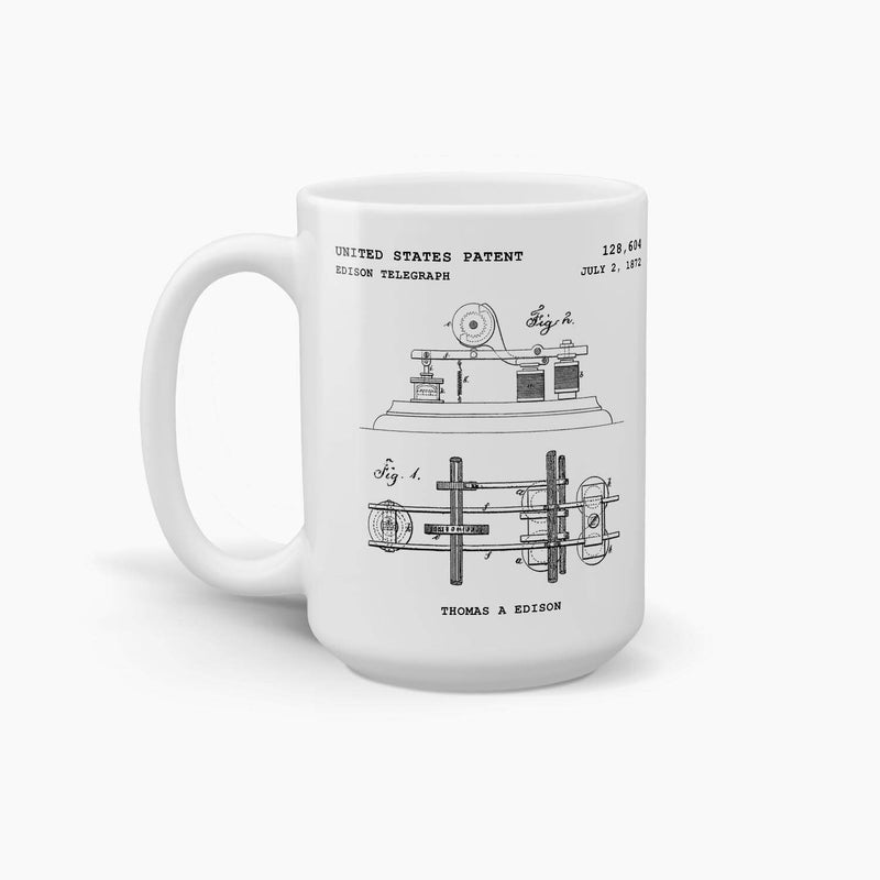Edison Telegraph Patent Coffee Mug; Patent Drinkware