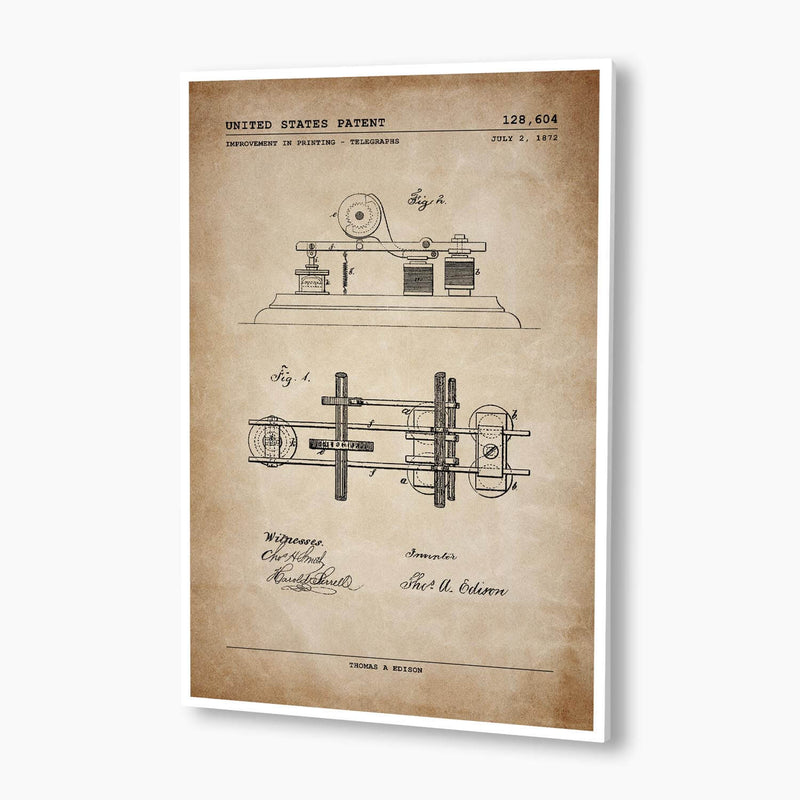 Edison Telegraph Patent Poster; Patent Artwork