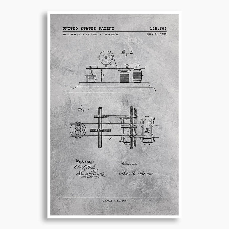 Edison Telegraph Patent Poster; Patent Artwork