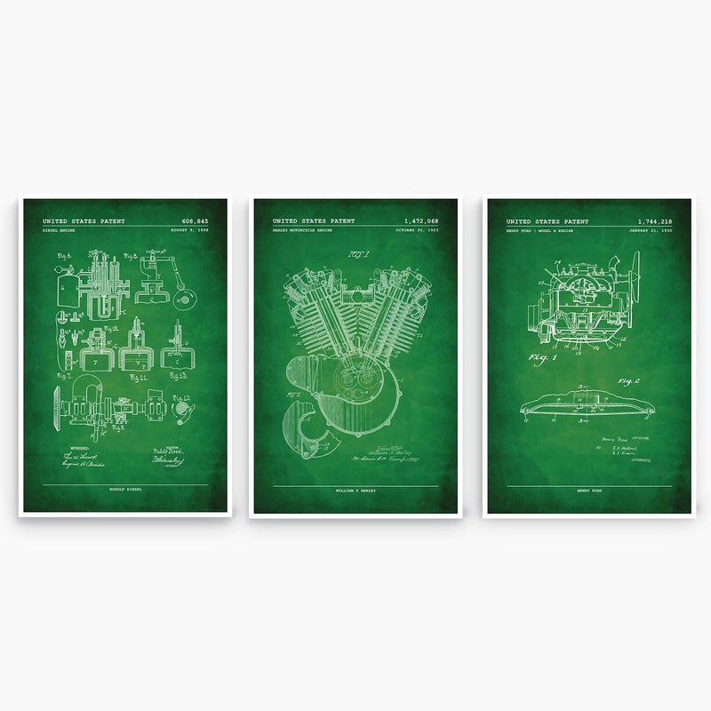 Early Engine Patent Poster Collection; Patent Artwork