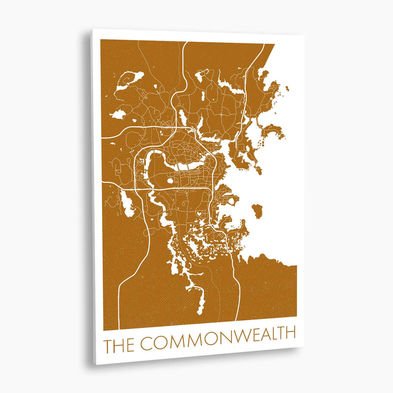 Fallout 4 - Commonwealth Map Poster; Gaming Artwork