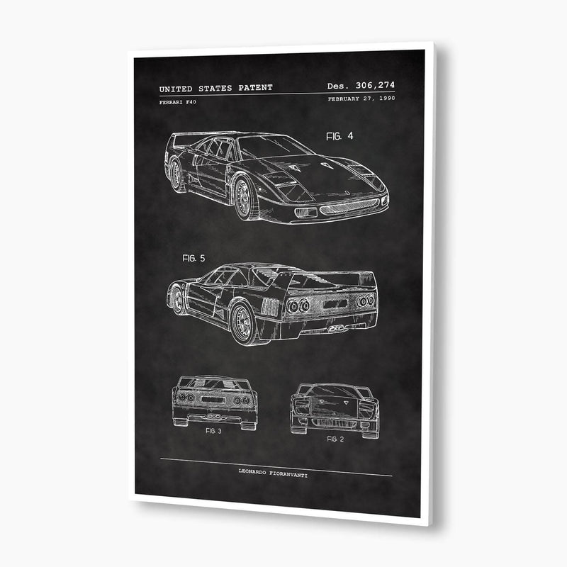 Ferrari F40 Patent Poster; Patent Artwork