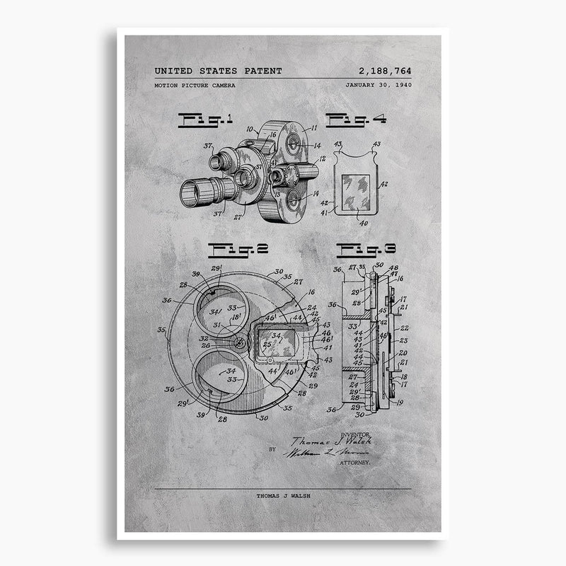 Film Camera Patent Poster; Patent Artwork