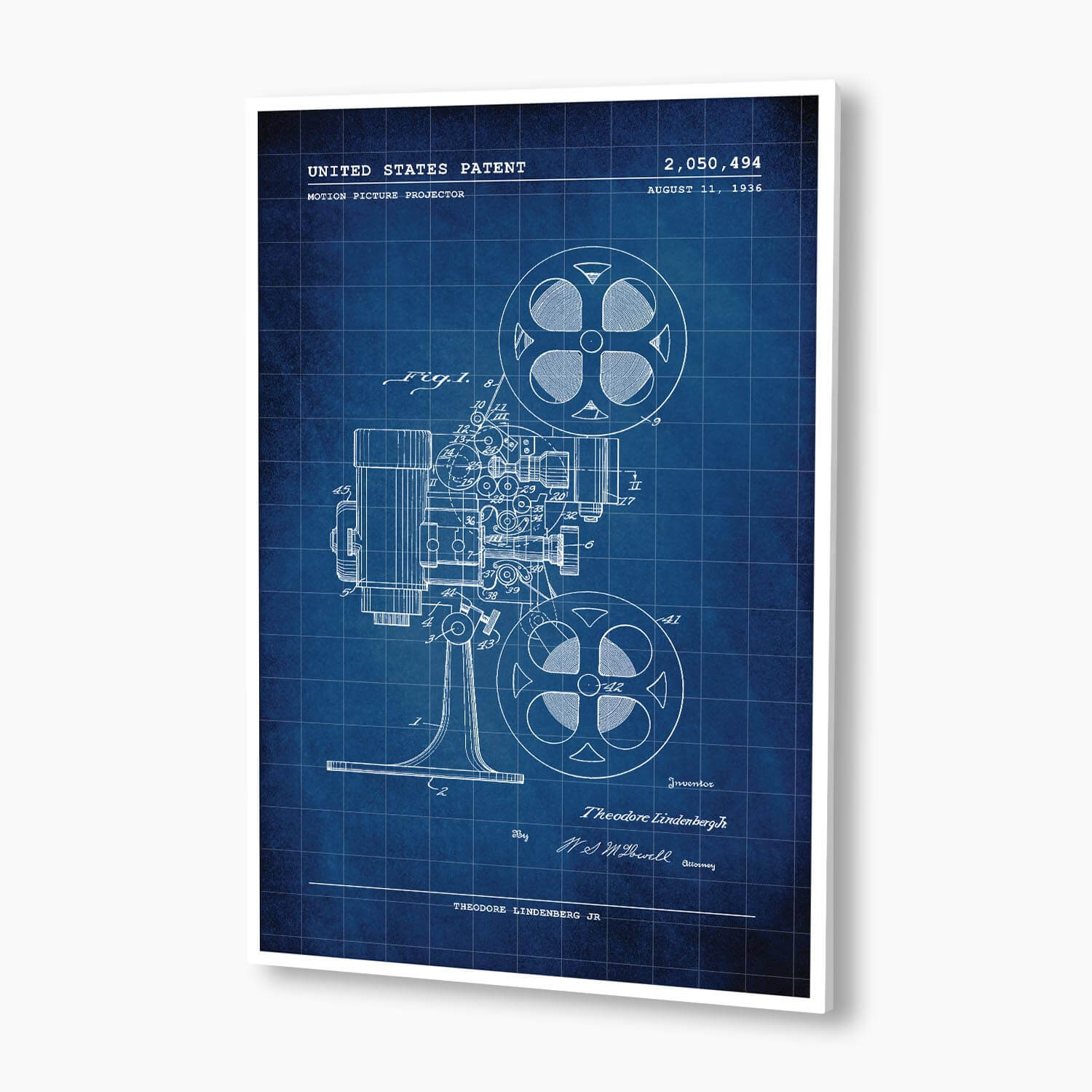 Vintage Film Projector, Patent Prints, Cinema Blueprints, Film