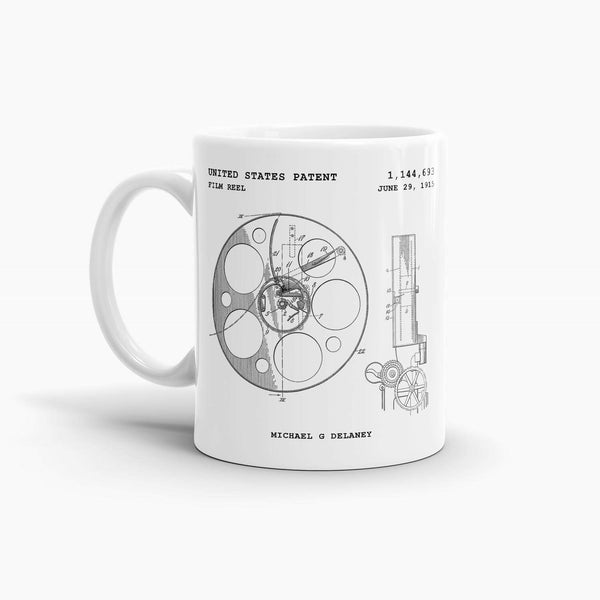 Film Reel Patent Coffee Mug; Entertainment Drinkware