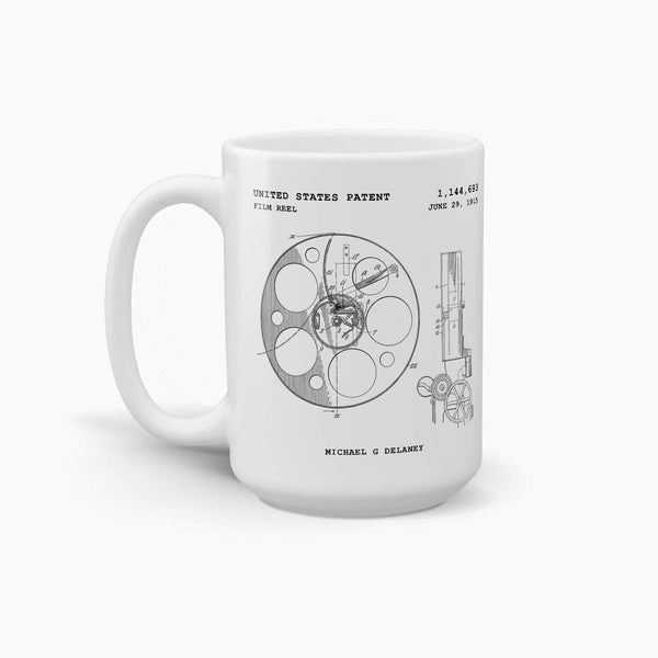 Film Reel Patent Coffee Mug; Entertainment Drinkware