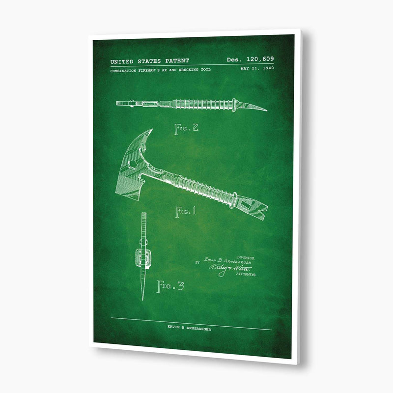 Fireman's Axe Patent Poster; Patent Artwork
