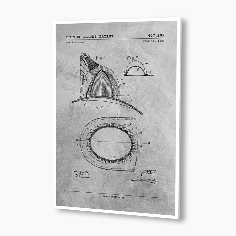 Fireman's Helmet Patent Poster; Patent Artwork