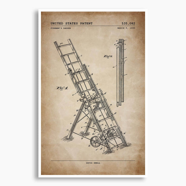 Fire Ladder Patent Poster; Patent Artwork