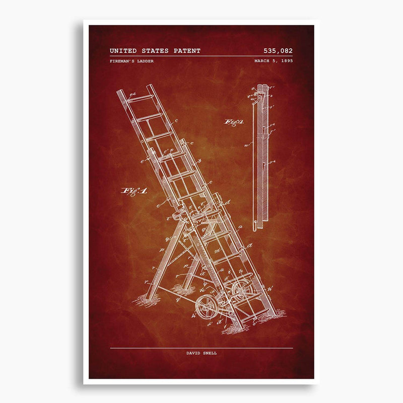 Fire Ladder Patent Poster; Patent Artwork