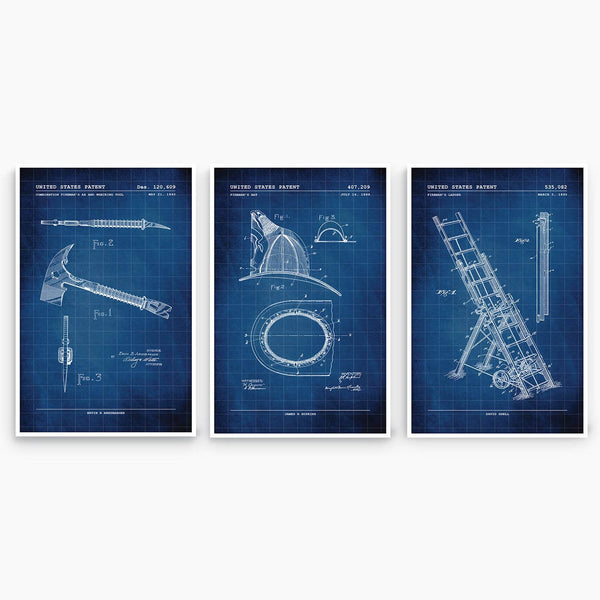 Firefighter Patent Poster Collection; Patent Artwork