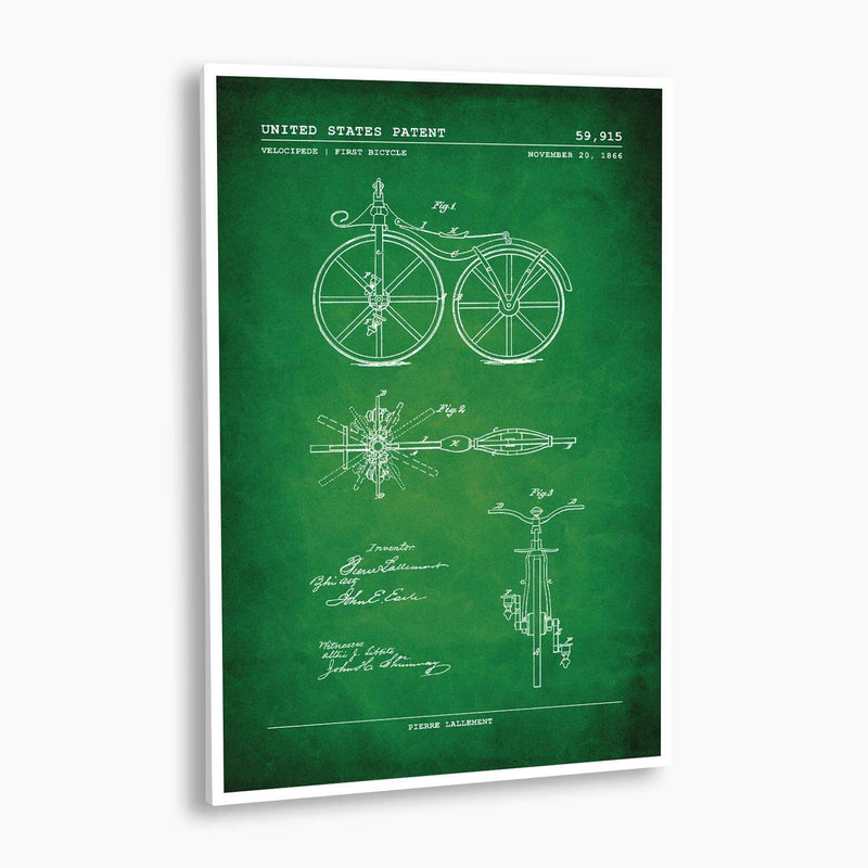 First Bicycle Patent Poster; Patent Artwork