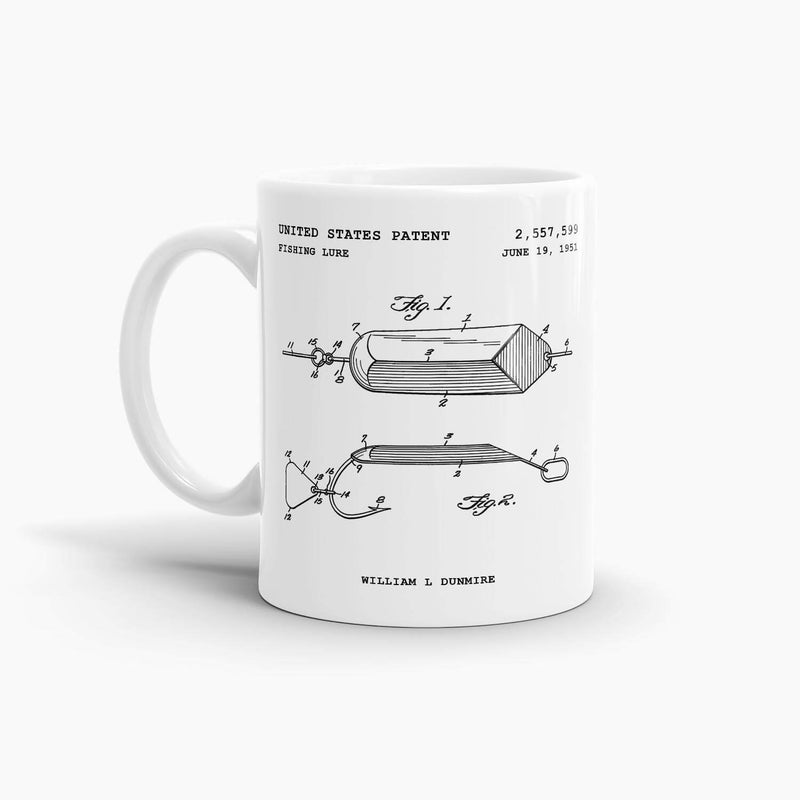 Fishing Lure Patent Coffee Mug; Patent Drinkware