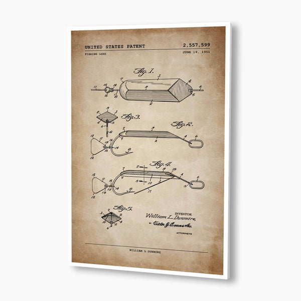 Fishing Lure Patent Poster; Patent Artwork