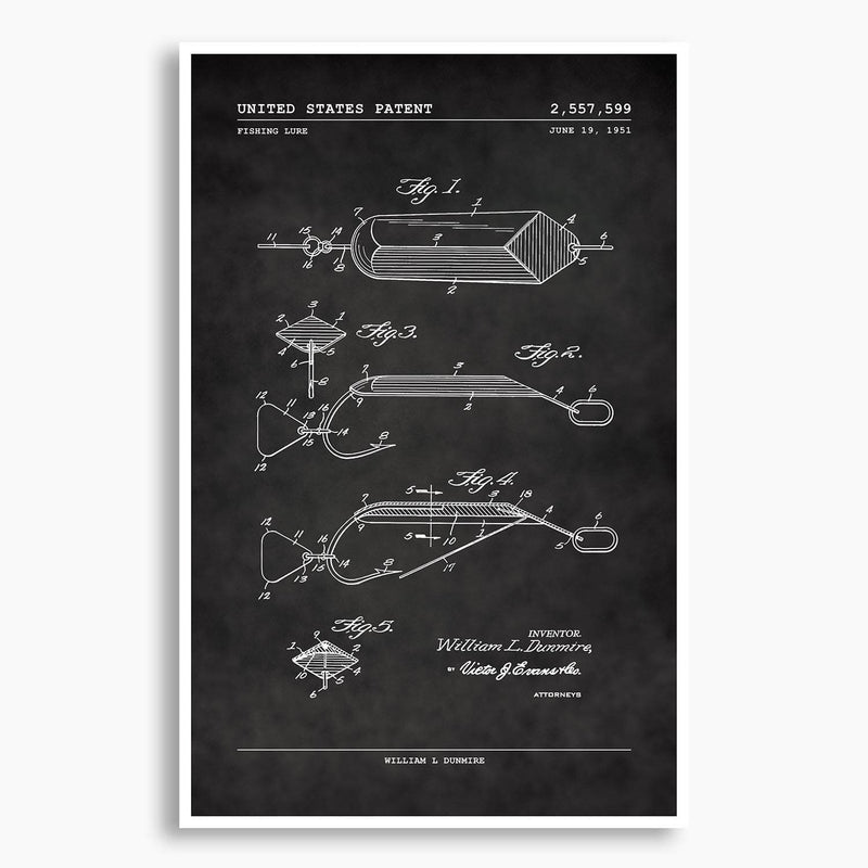 Fishing Lure Patent Poster; Patent Artwork
