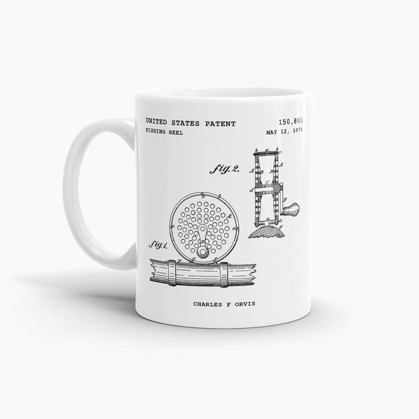 Fishing Reel Patent Coffee Mug; Patent Drinkware