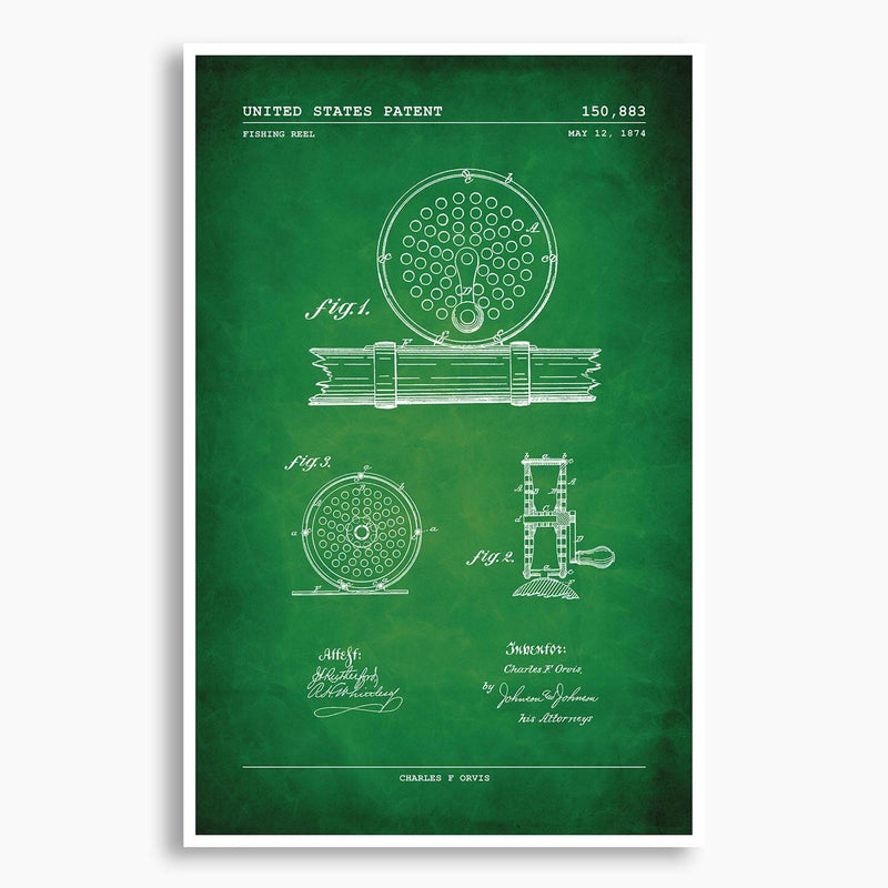 Fishing Reel Patent Poster; Patent Artwork