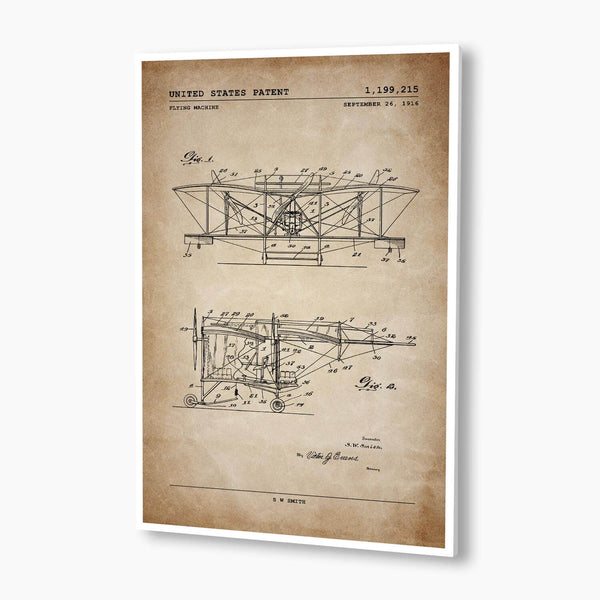 Flying Machine Aircraft Patent Poster; Patent Artwork