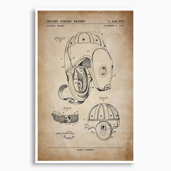 Football Helmet Patent Poster; Patent Artwork