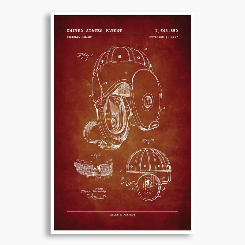 Football Helmet Patent Poster; Patent Artwork