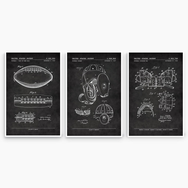 Football Patent Poster Collection; Patent Artwork