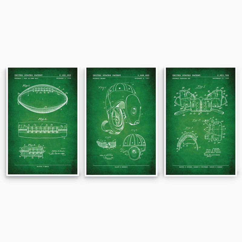 Football Patent Poster Collection; Patent Artwork