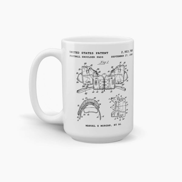 Football Shoulder Pads Patent Coffee Mug; Patent Drinkware
