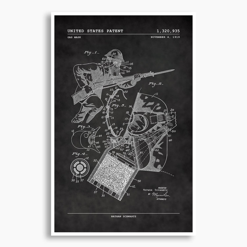 Gas Mask Patent Poster; Patent Artwork