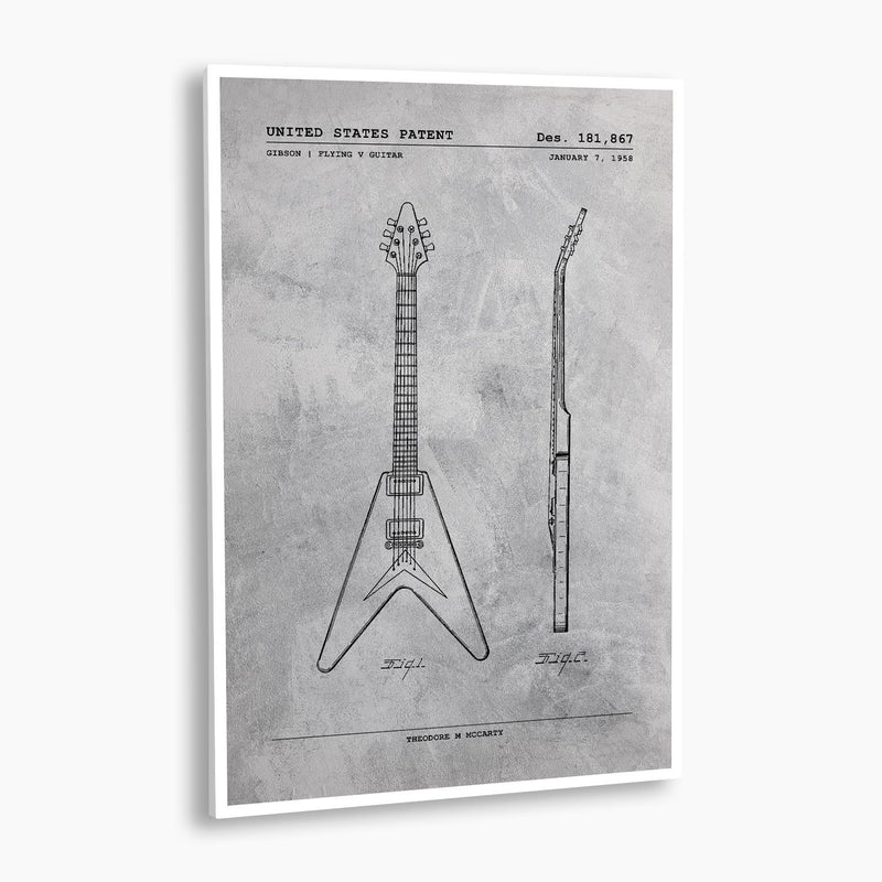 Gibson Flying V Guitar Patent Poster; Patent Artwork