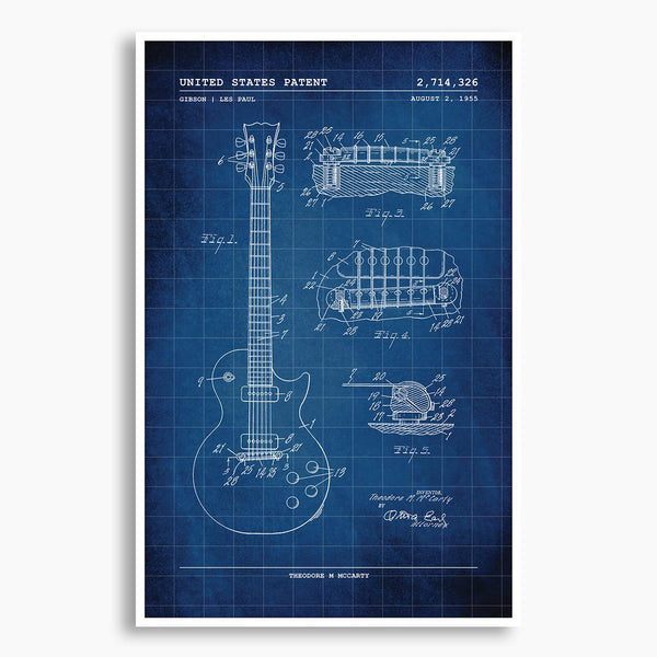 Gibson Les Paul Guitar Patent Poster; Patent Artwork
