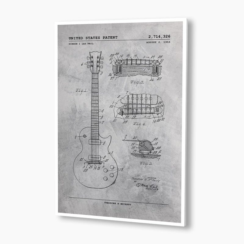 Gibson Les Paul Guitar Patent Poster; Patent Artwork